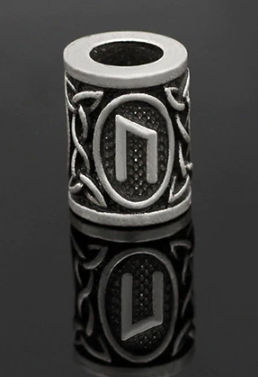 Inel argintiu pentru barba sau par Viking Rune model Uruz (Power)