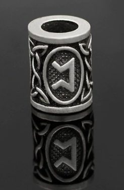 Inel argintiu pentru barba sau par Viking Rune model Peorth (Destiny)