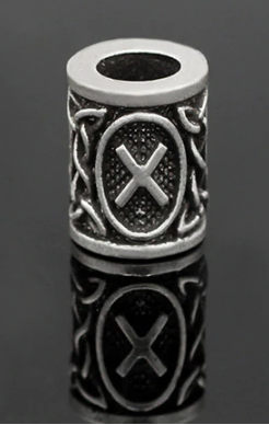 Inel argintiu pentru barba sau par Viking Rune model Gebo (Gift)