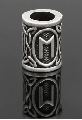 Inel argintiu pentru barba sau par Viking Rune model Ehwaz (Horse)