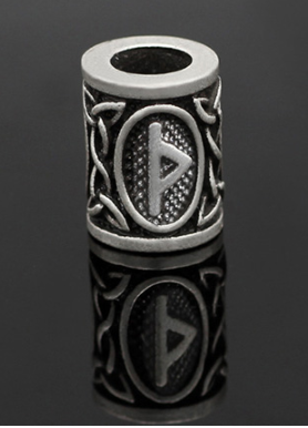 Inel argintiu pentru barba sau par Viking Rune model Thurizas (Thor)