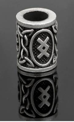 Inel argintiu pentru barba sau par Viking Rune model Inguz (Fertility)