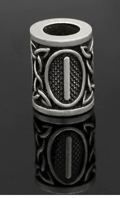 Inel argintiu pentru barba sau par Viking Rune model Isa (Ice)