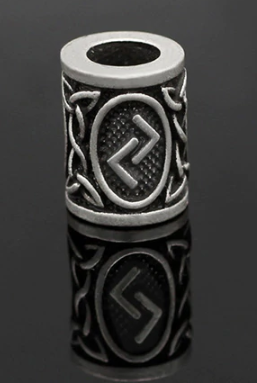 Inel argintiu pentru barba sau par Viking Rune model Jera (Earth)
