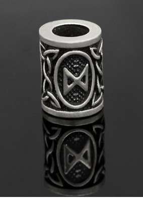 Inel argintiu pentru barba sau par Viking Rune model Dagaz (Dawn)