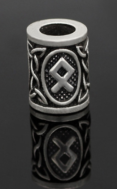 Inel argintiu pentru barba sau par Viking Rune model Othila (Ancestral)