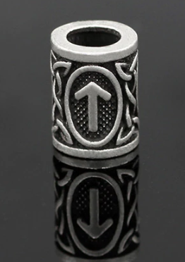 Inel argintiu pentru barba sau par Viking Rune model Teiwaz (Victory)