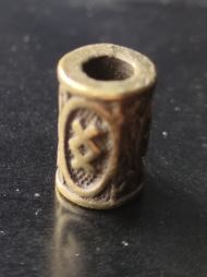 Inel auriu inchis pentru barba sau par Viking Rune model Inguz (Fertility)