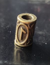 Inel auriu inchis pentru barba sau par Viking Rune model Laguz (Water)
