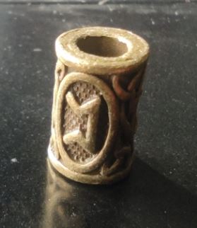 Inel auriu inchis pentru barba sau par Viking Rune model Peorth (Destiny)