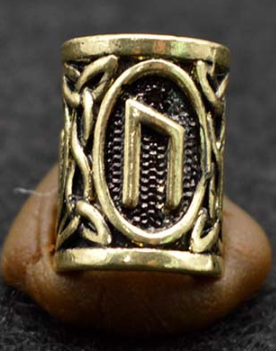 Inel auriu pentru barba sau par Viking Rune model Uruz (Power)