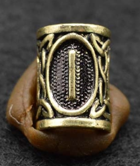 Inel auriu pentru barba sau par Viking Rune model Isa (Ice)