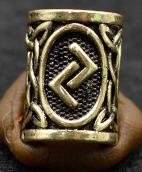 Inel auriu pentru barba sau par Viking Rune model Jera (Earth)