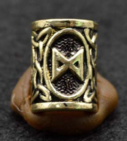 Inel auriu pentru barba sau par Viking Rune model Dagaz (Dawn)