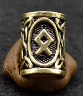 Inel auriu pentru barba sau par Viking Rune model Othila (Ancestral)