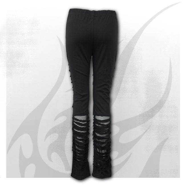 Leggings Rotos Con Malla Spiral Direct - Estilo Urbano Gótico, Talla 36 Para Mujer, Color Negro