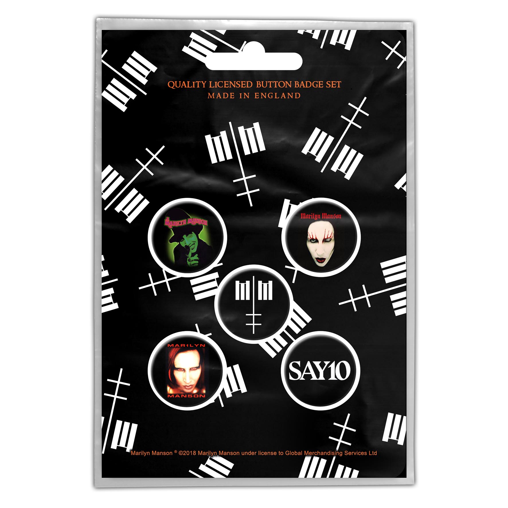 Set 5 Insigne MARILYN MANSON Cross Logo Bestial ro